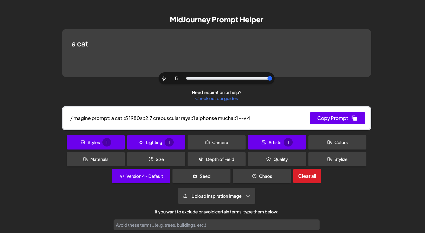 MJ Prompt Tool-好用的Midjourney提示詞工具