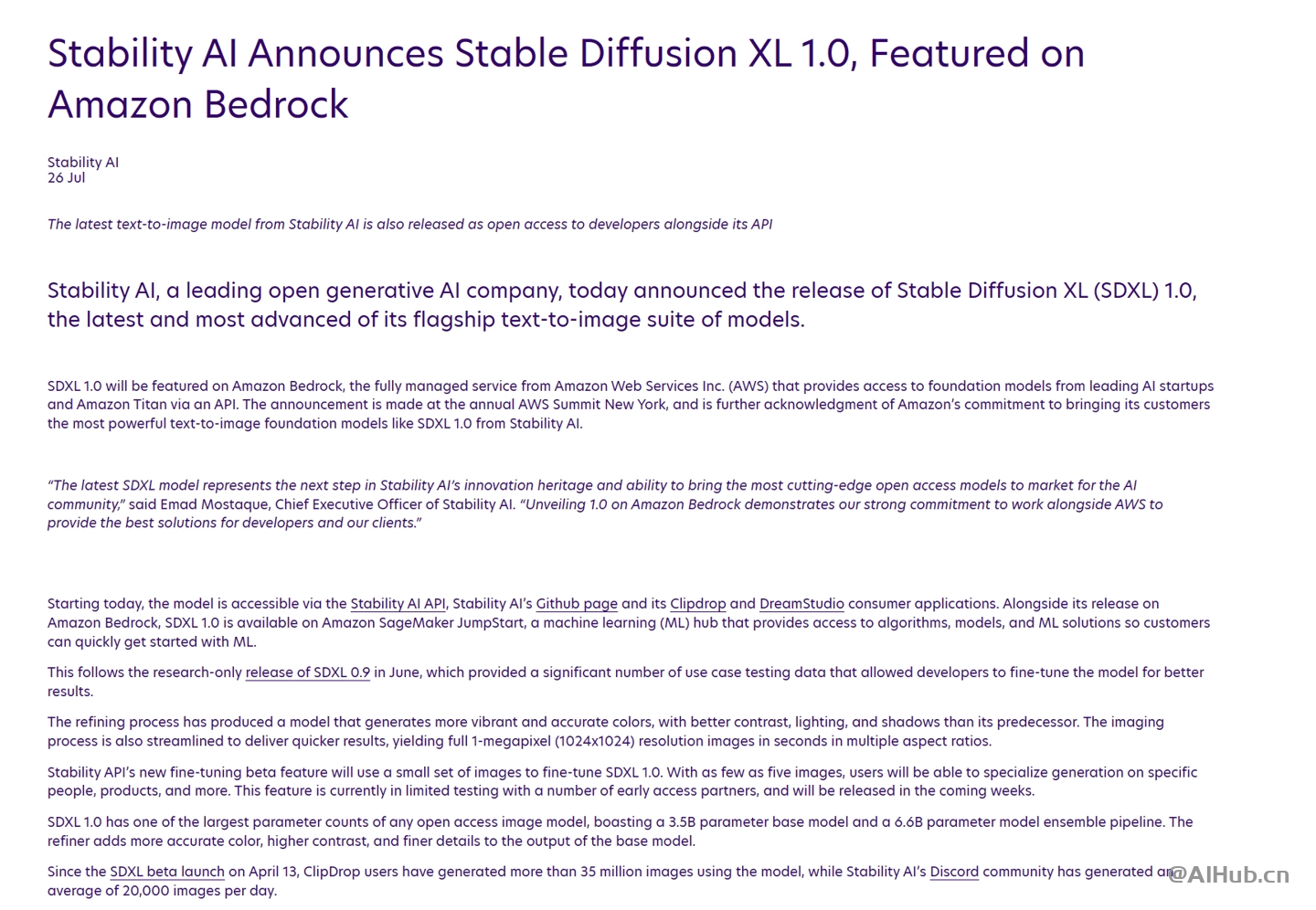 Stability AI 宣布推出首個正式版 Stable Diffusion XL 1.0