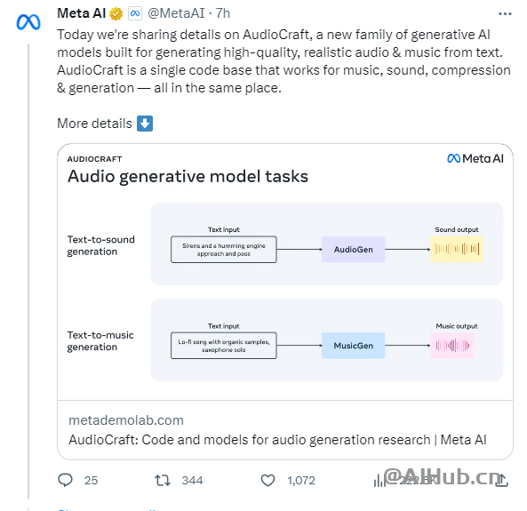 AudioCraft-Meta發布的開源音樂和音頻AI生成工具