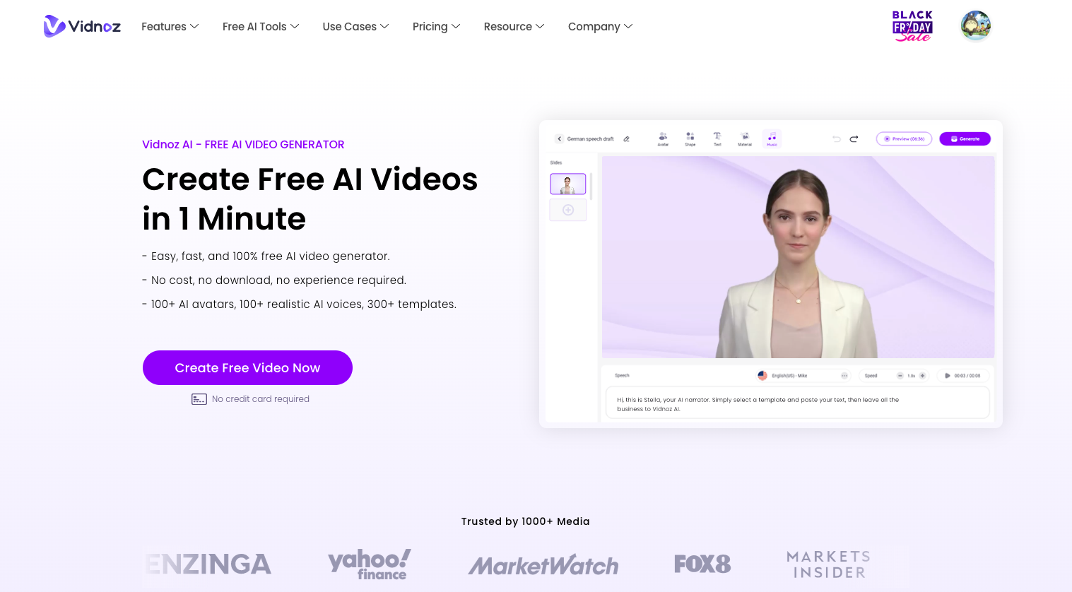 Vidnoz AI:免費在線AI視頻生成器