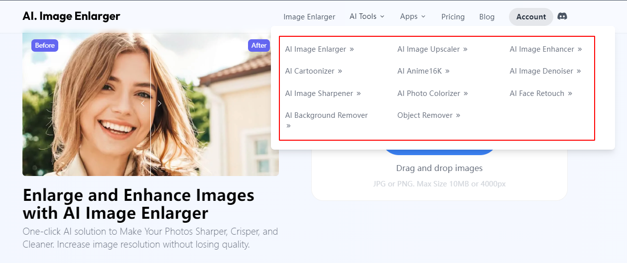Imglarger-AI圖像增強工具,智能優化圖片質量