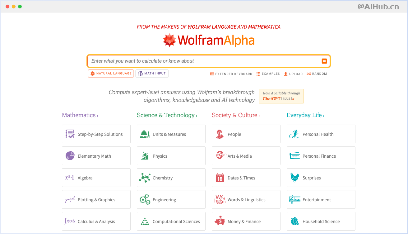 WolframAlpha: 專業知識和能力計算平臺