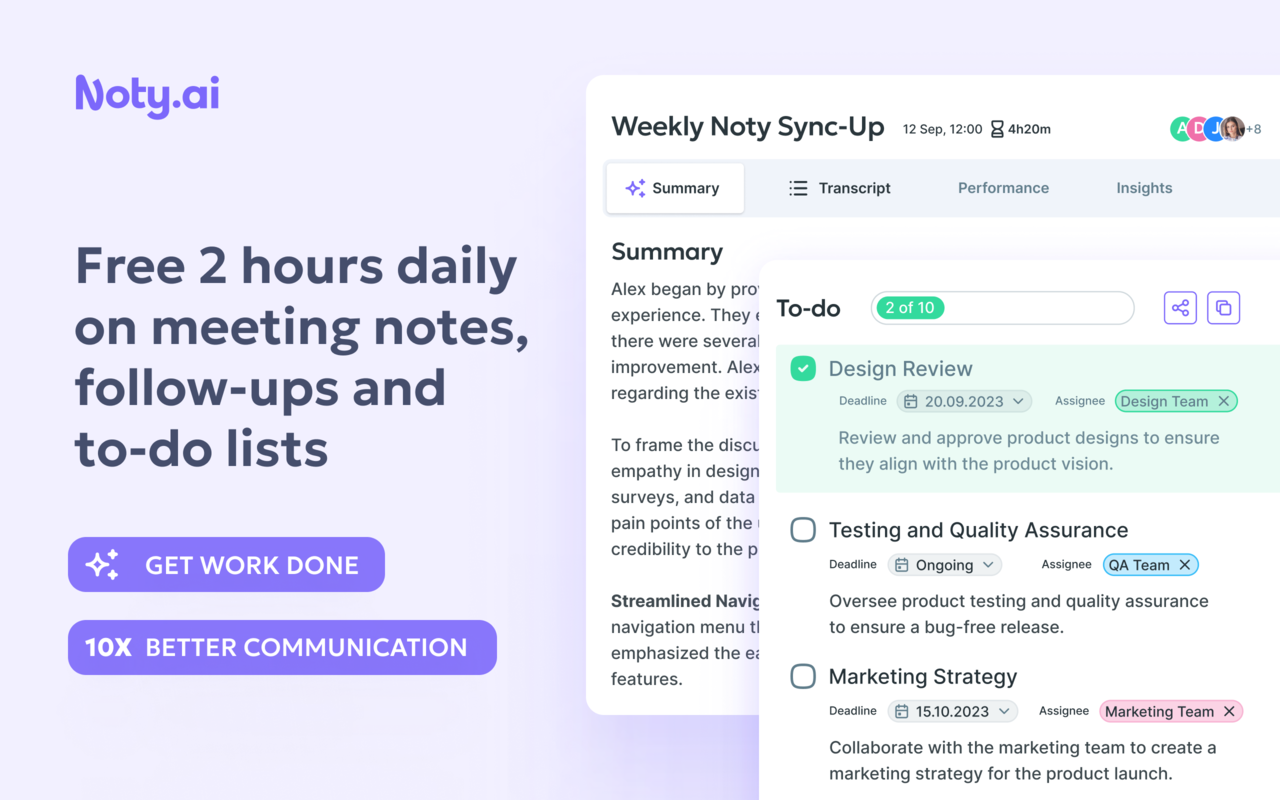 Noty.ai-AI驅動的會議轉錄和筆記工具