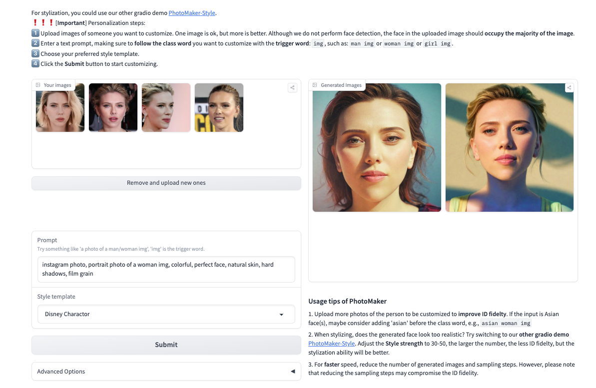 PhotoMaker-騰訊等開發的個性化人物圖像生成工具