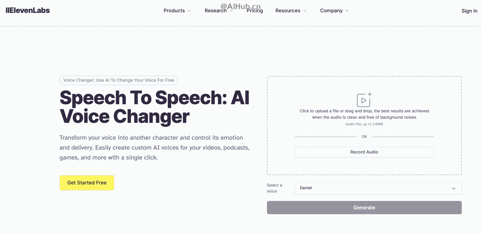 Voice Changer-ElevenLabs推出的AI語音轉換工具