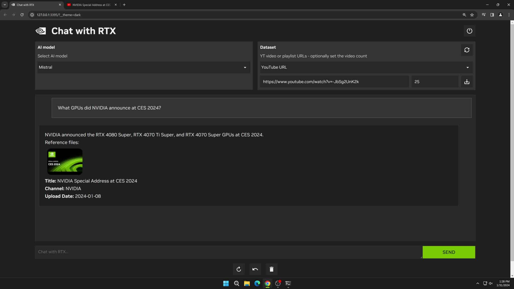 Chat with RTX-NVIDIA推出的本地AI聊天機器人