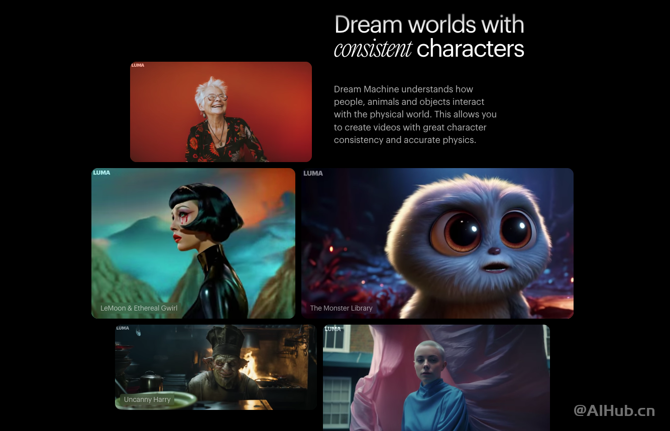 Dream Machine:Luna推出的AI視頻生成平臺(tái),可生成高質(zhì)量視頻