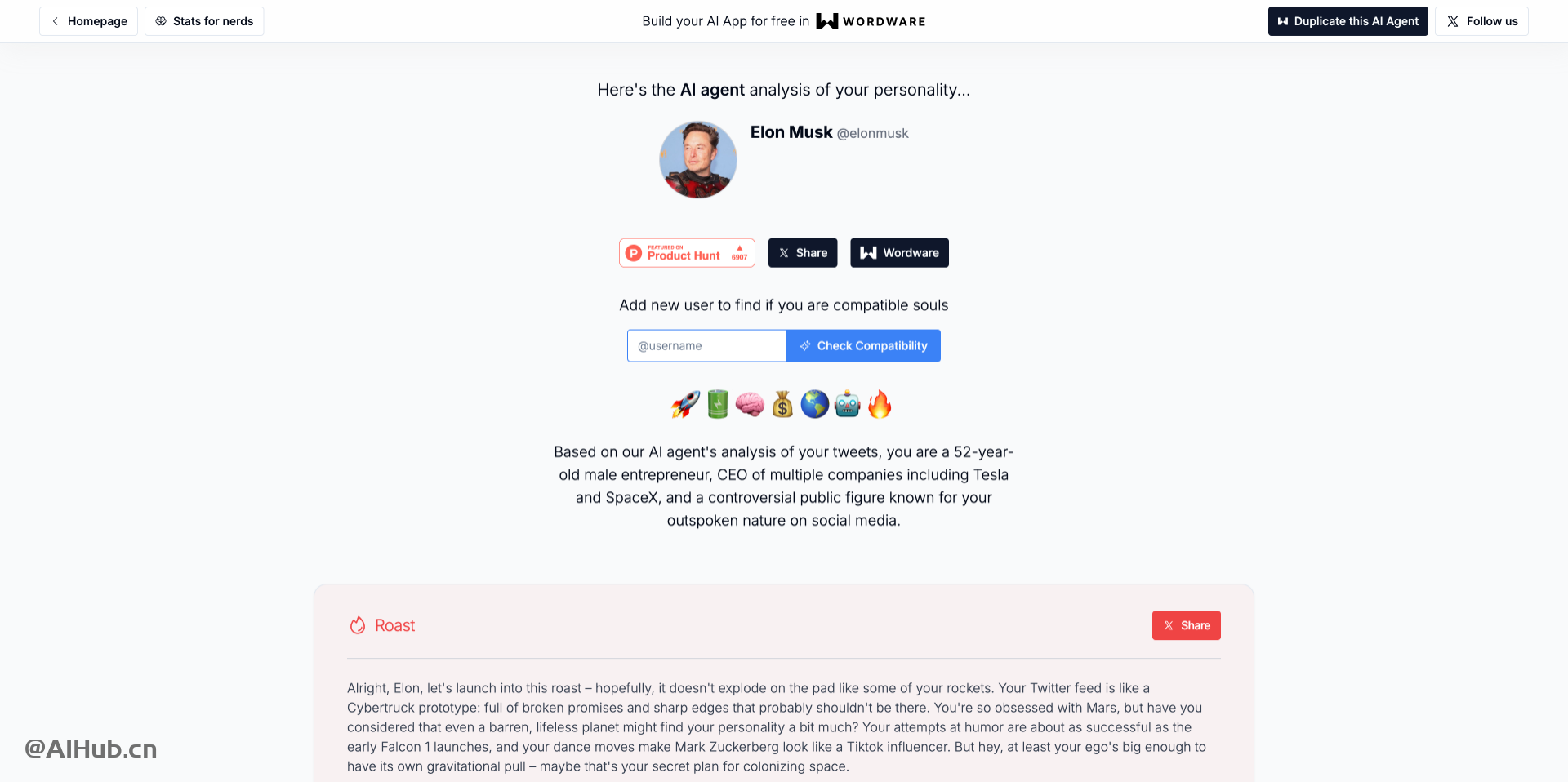 Twitter Personality:Wordware推出的推特賬戶AI趣味分析工具