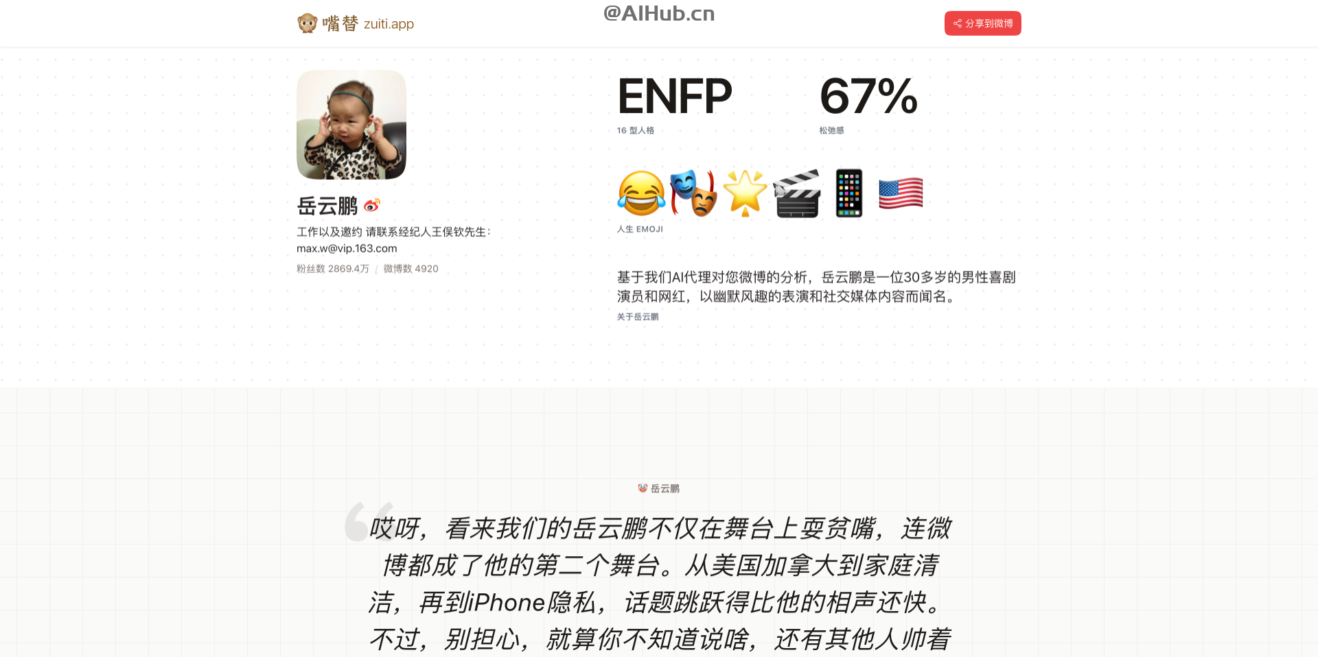 微博嘴替-微博賬號AI趣味分析工具