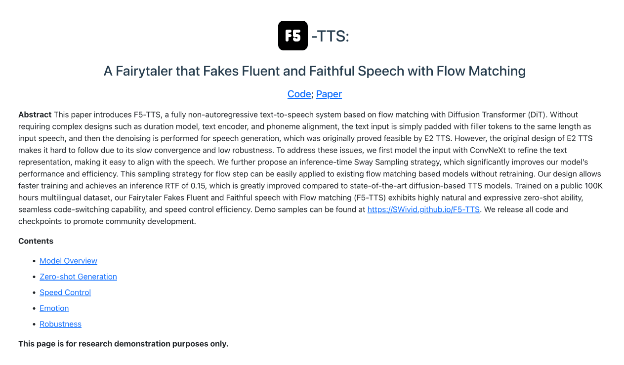 F5-TTS:上海交大等開源的超逼真聲音克隆TTS,15秒克隆聲音