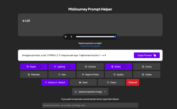 MJ Prompt Tool-好用的Midjourney提示詞工具